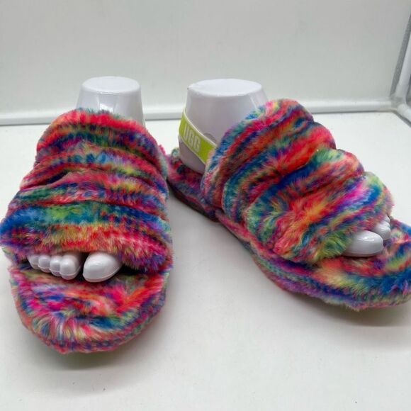 Ugg Fluff Yeah Pixelate Multicolor Slipper - Picture 1 of 9